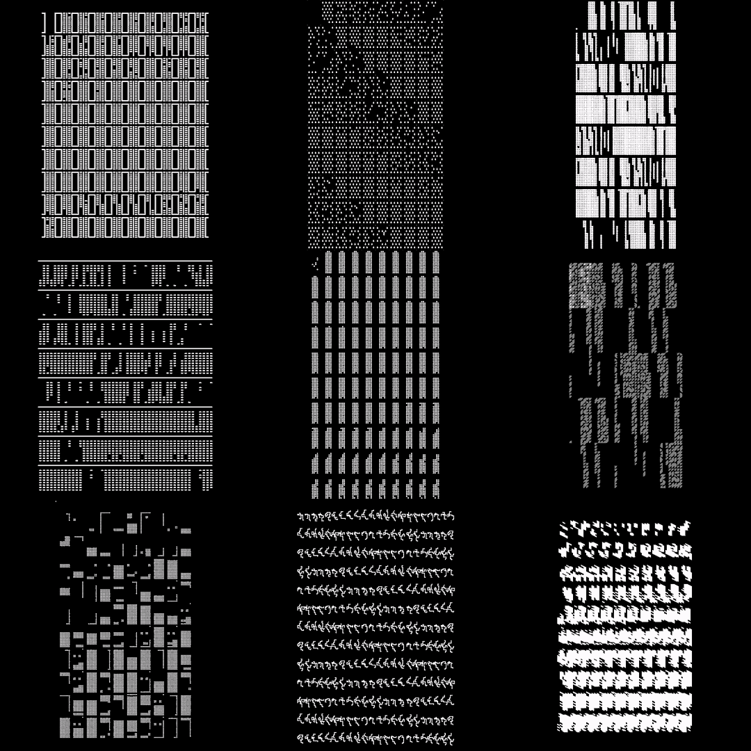 Block vertical square asemic asset pack / 28 loops