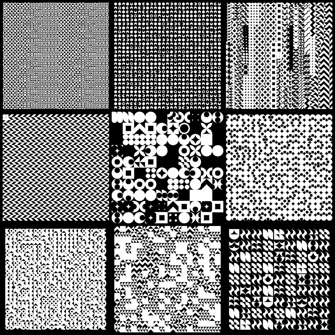 Zeta asemic square pattern asset pack / 10 loops