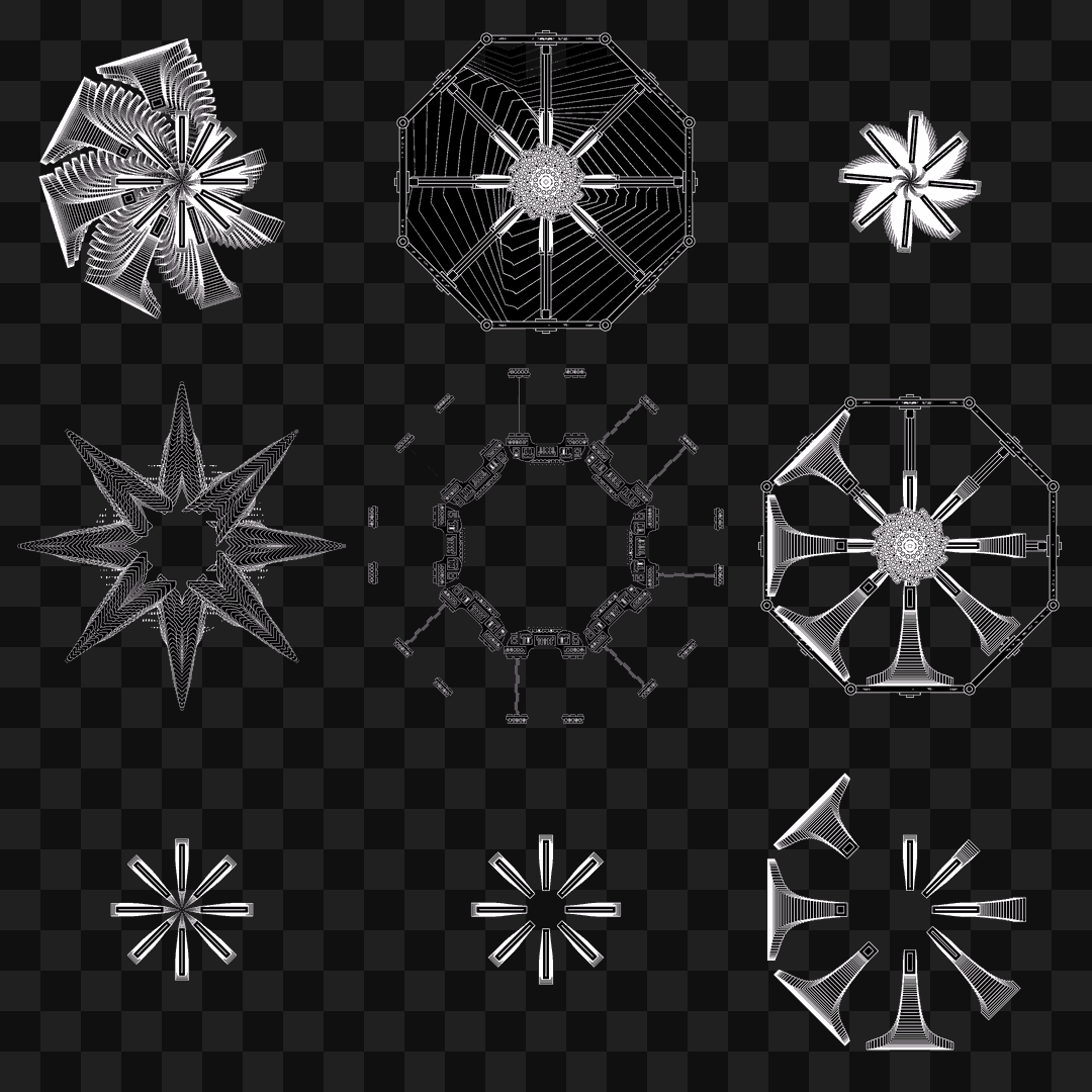 Octogon spinner wheel asset pack / 11 loops