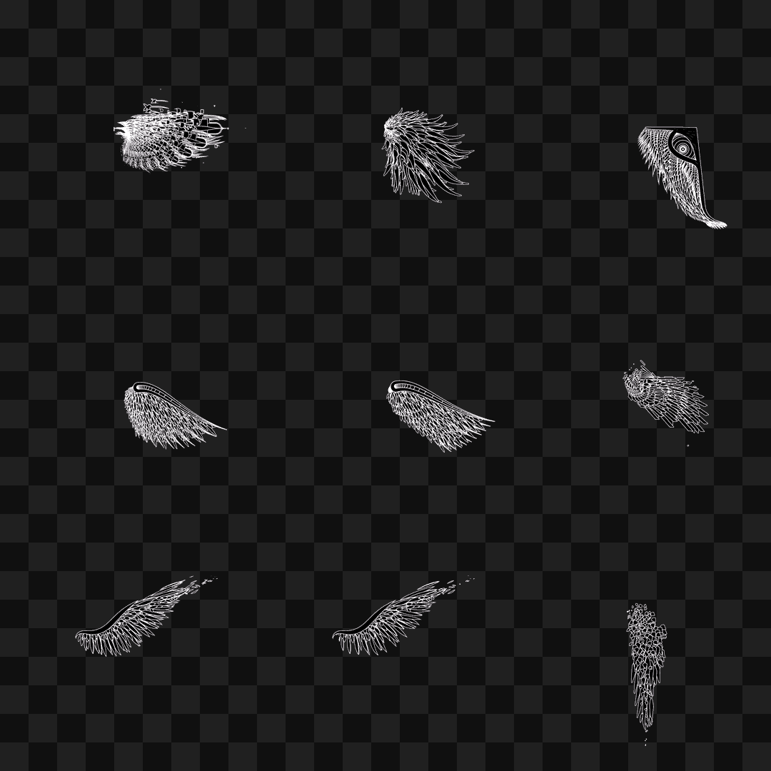 Feather frag wing asset pack / 21 loops
