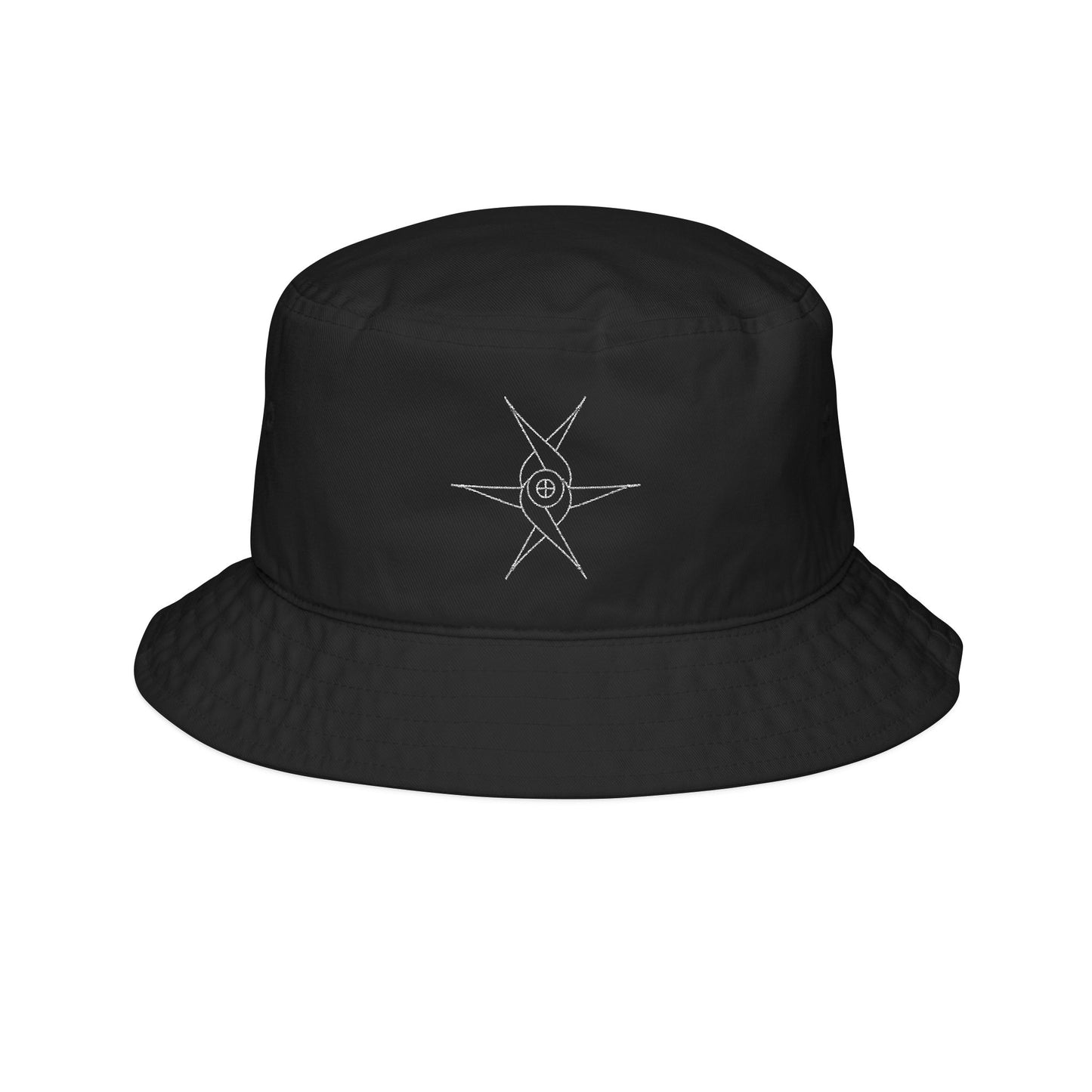 Angel glyph embroidered on bucket hat