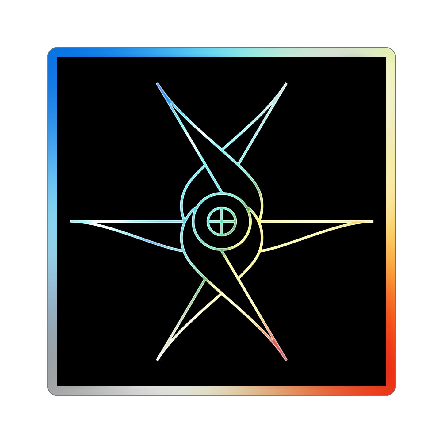 Angel glyph on holographic sticker