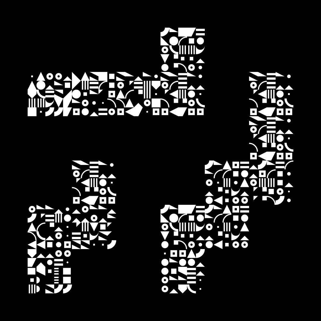 Block fat square asemic asset pack / 69 loops