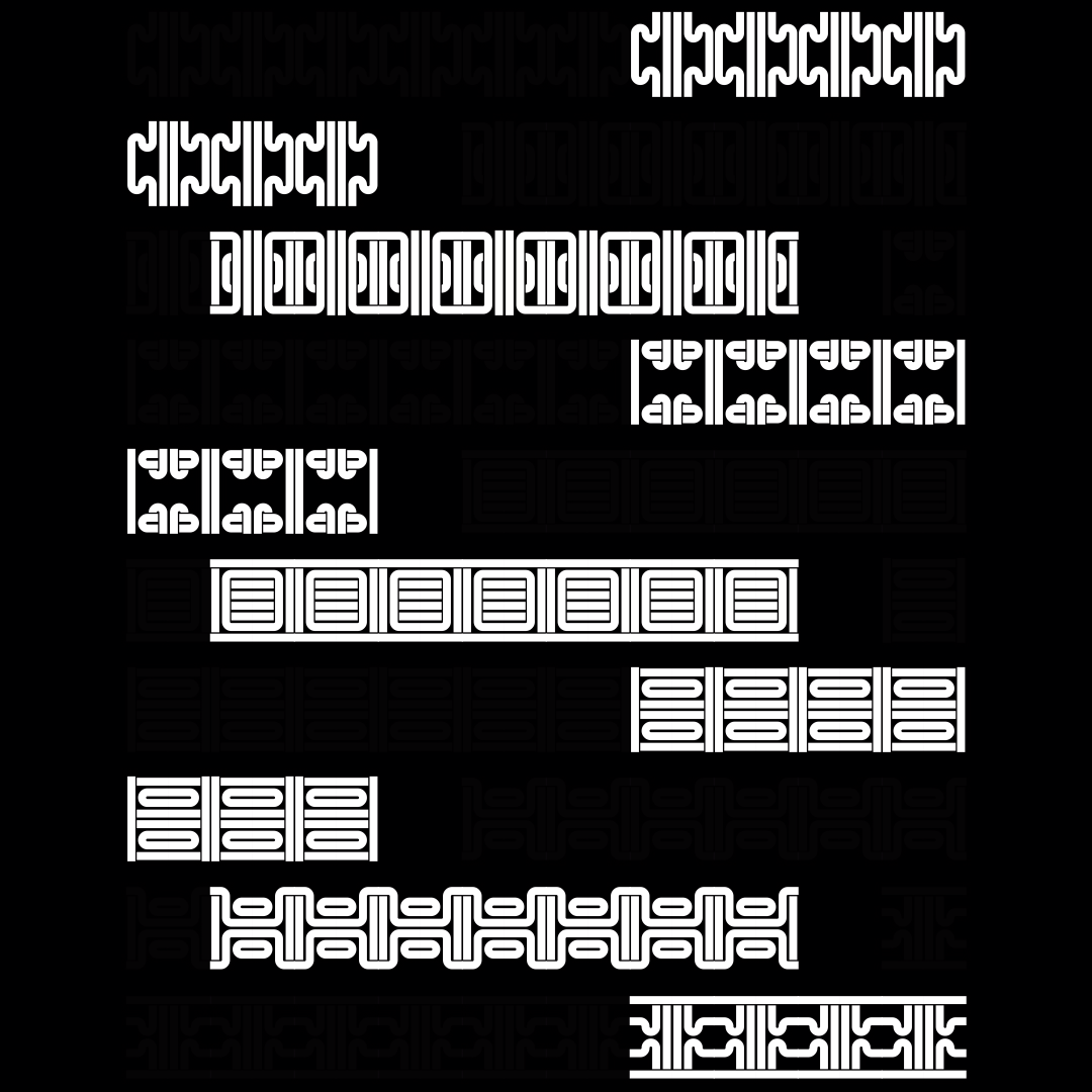 Block fat square asemic asset pack / 69 loops