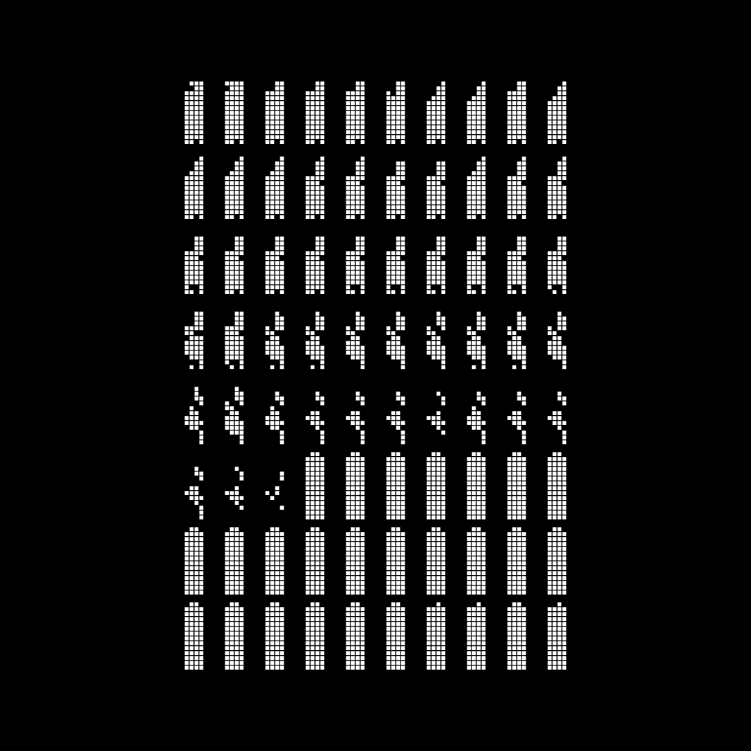 Block vertical square asemic asset pack / 28 loops