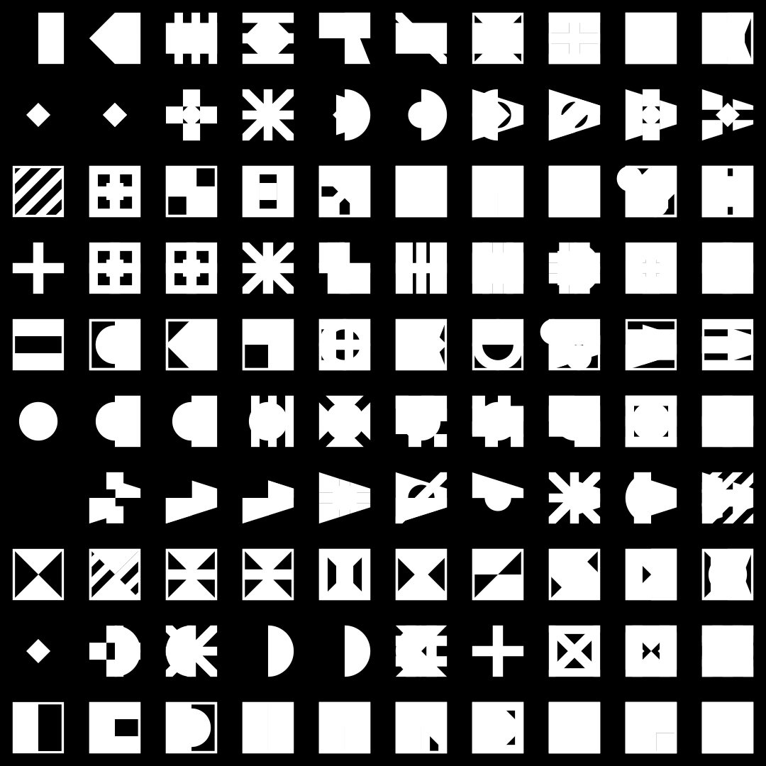 Delta asemic square pattern asset pack / 9 loops