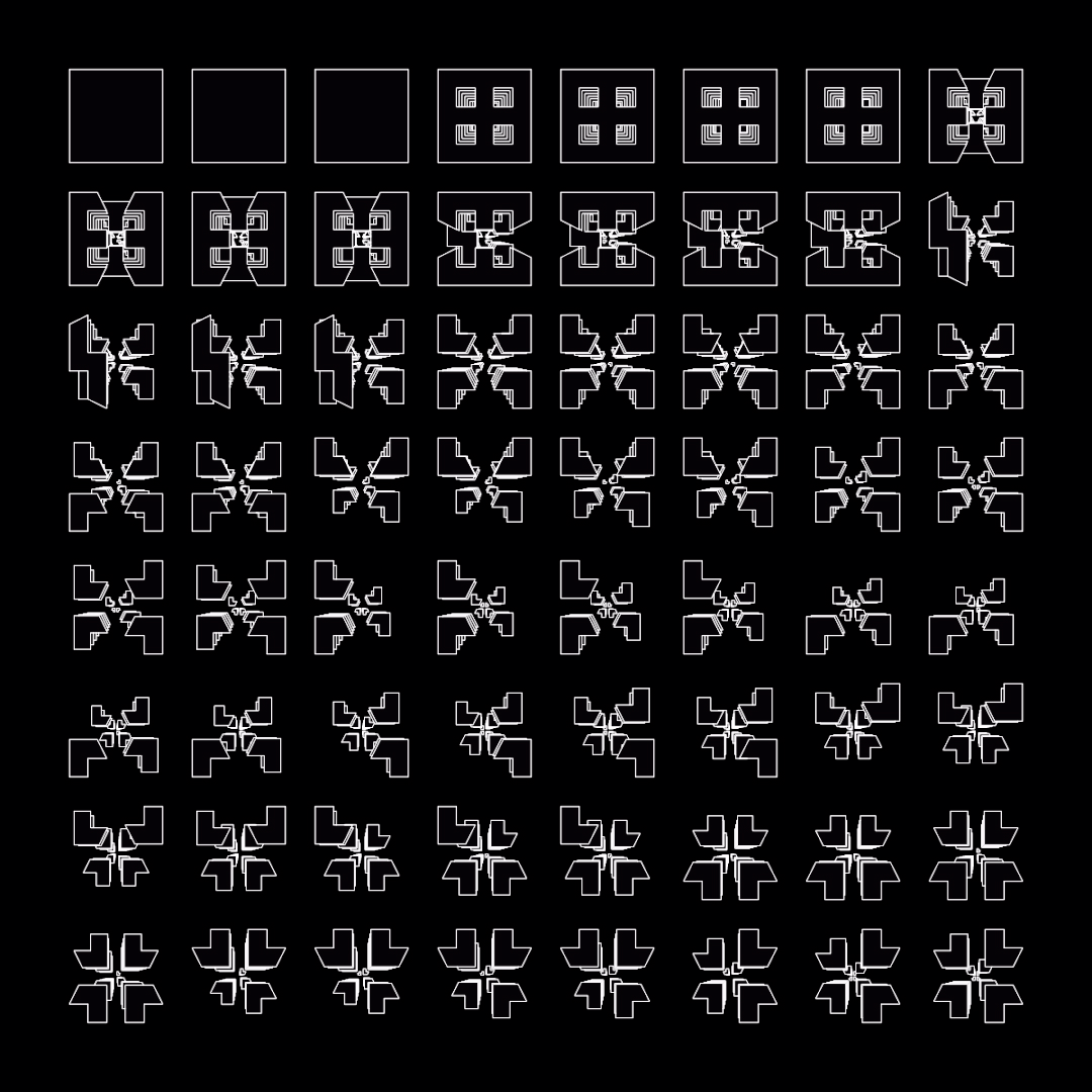 Theta asemic square pattern asset pack / 18 loops
