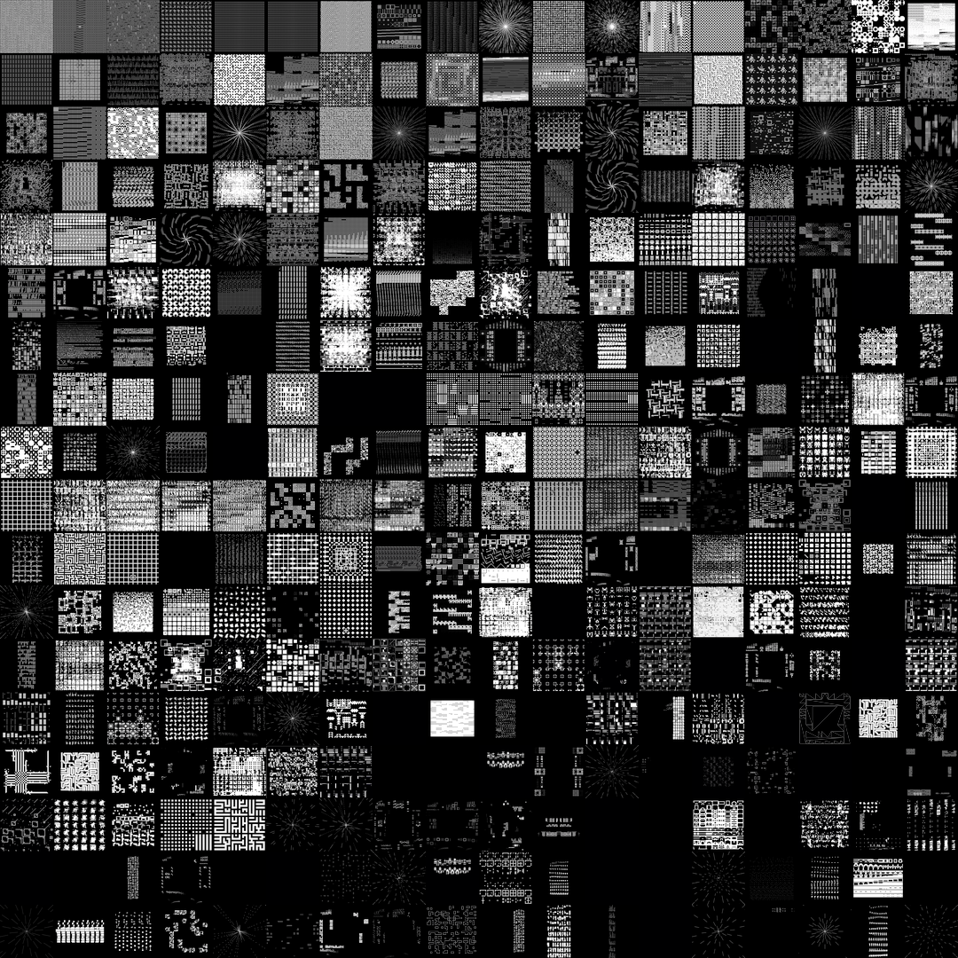 Asemic square pattern square asset bundle / 127 loops