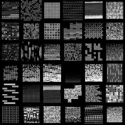 Block fat square asemic asset pack / 69 loops