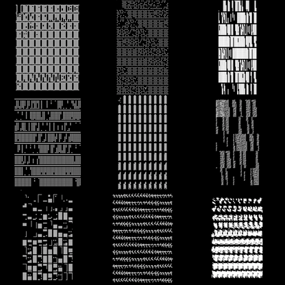 Block vertical square asemic asset pack / 28 loops