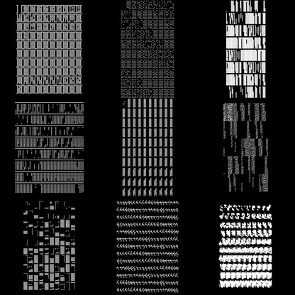 Block vertical square asemic asset pack / 28 loops