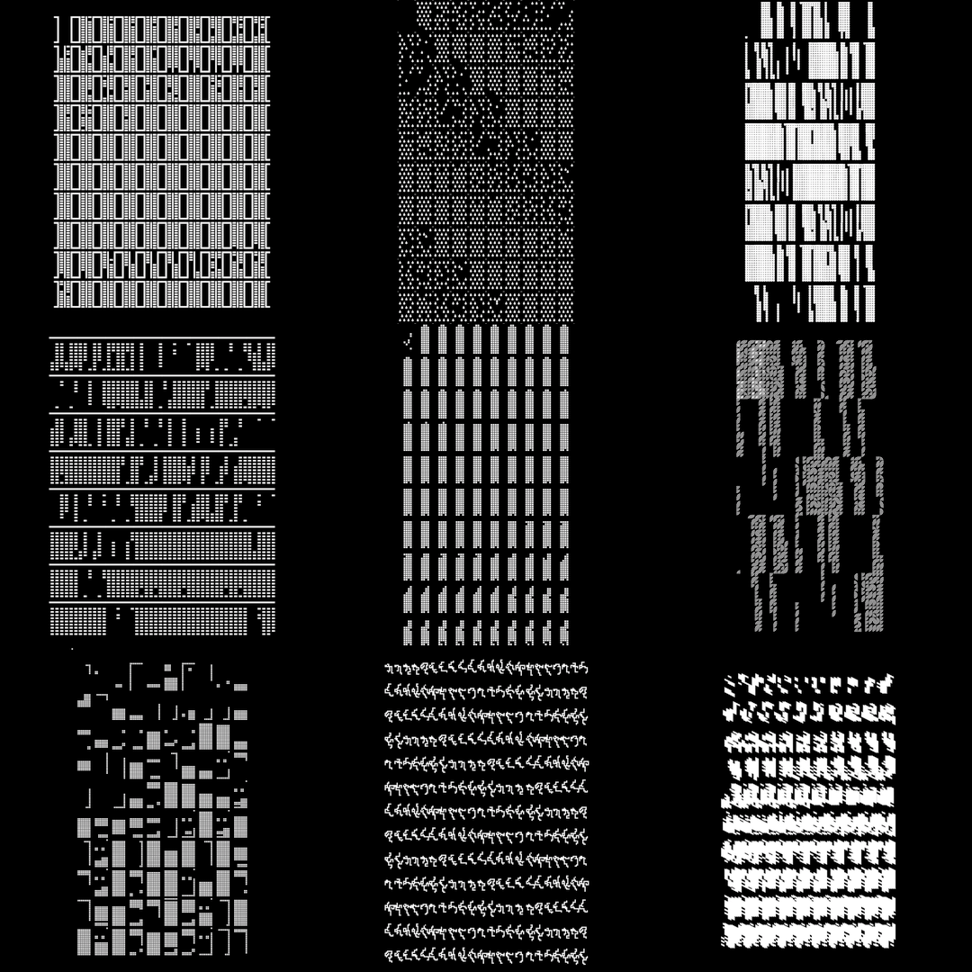 Block vertical square asemic asset pack / 28 loops