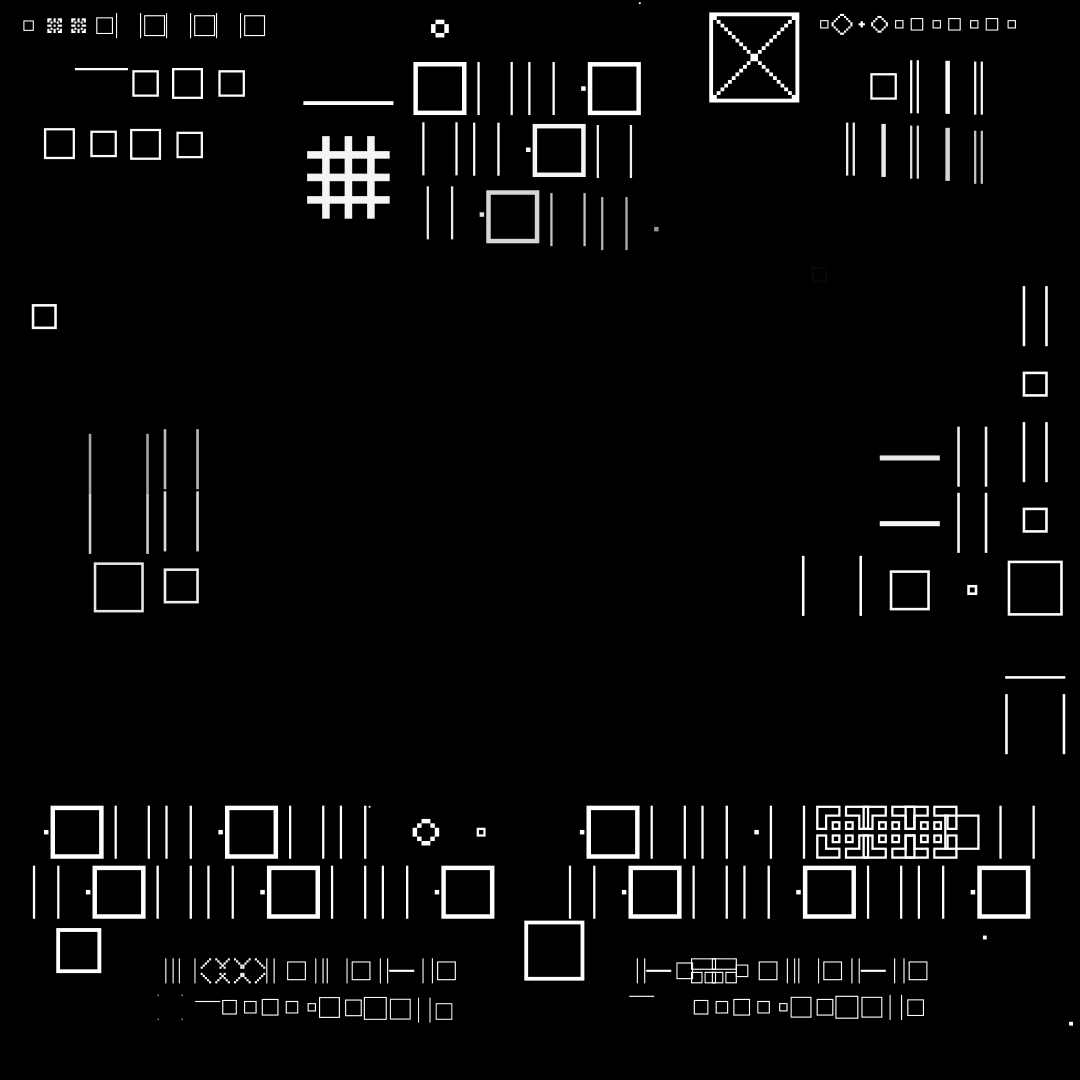 Square overlay alpha asemic asset pack / 41 loops