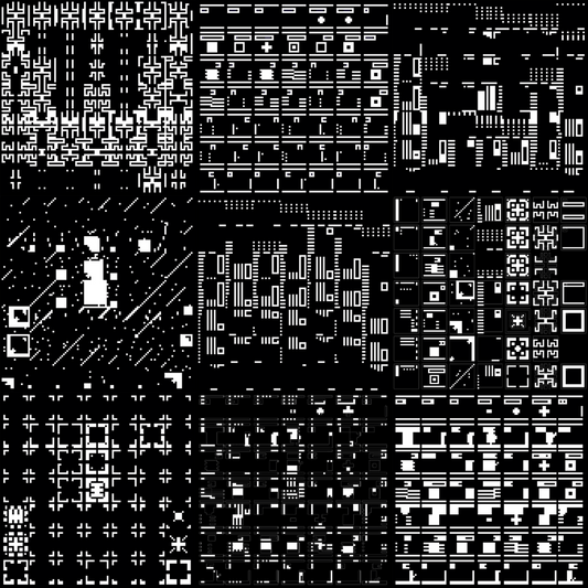 Beta asemic square pattern asset pack / 12 loops