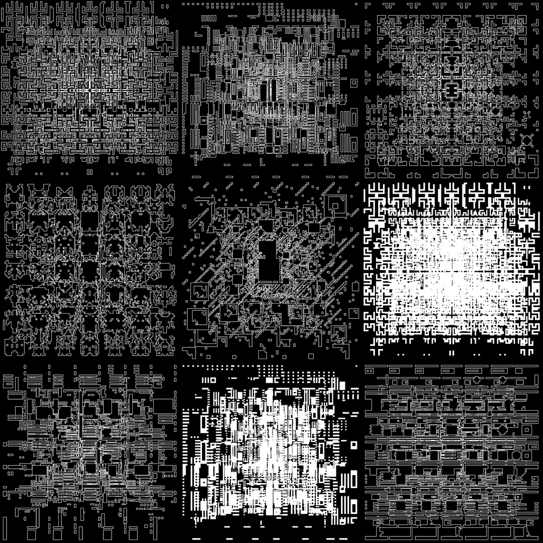 Theta asemic square pattern asset pack / 18 loops