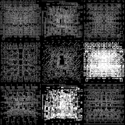 Theta asemic square pattern asset pack / 18 loops