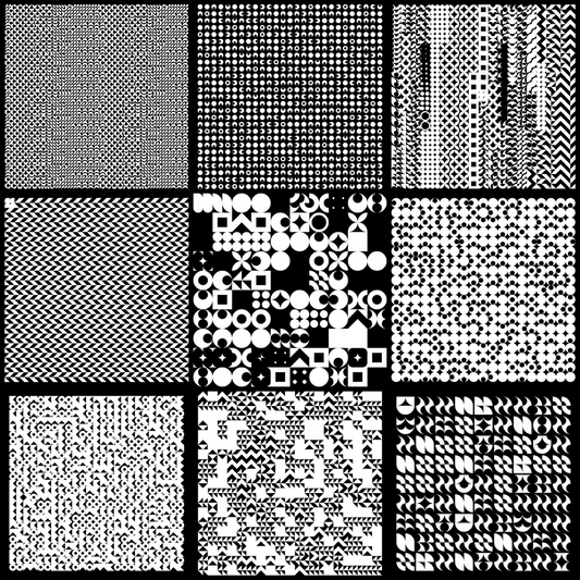 Zeta asemic square pattern asset pack / 10 loops