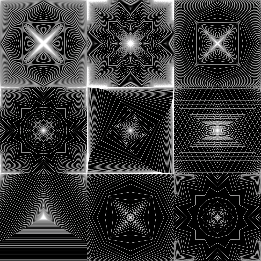 Geometric square pattern asset pack / 22 loops