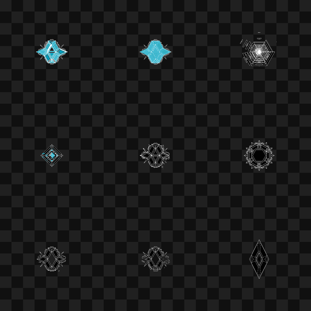 Crystal face asset pack / 19 loops