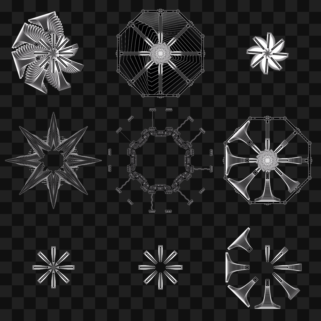 Octogon spinner wheel asset pack / 11 loops