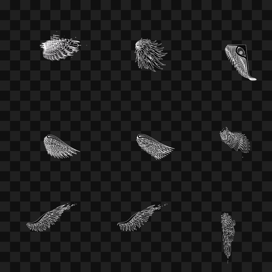 Feather frag wing asset pack / 21 loops