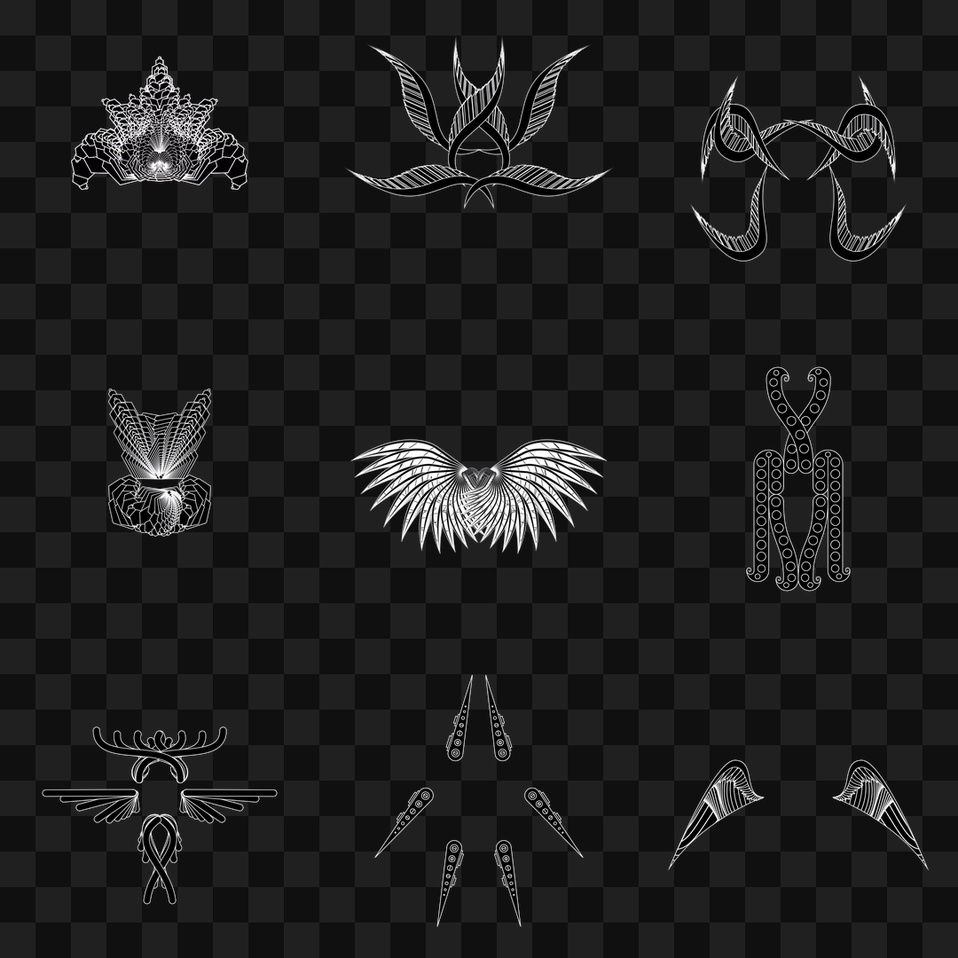 Theta sym wingset asset pack / 11 loops